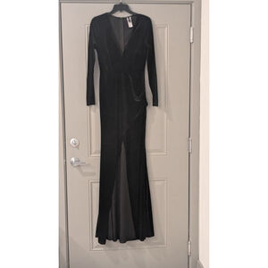 Women's Windsor Black Velvet Long Sleeve Maxi Dress M